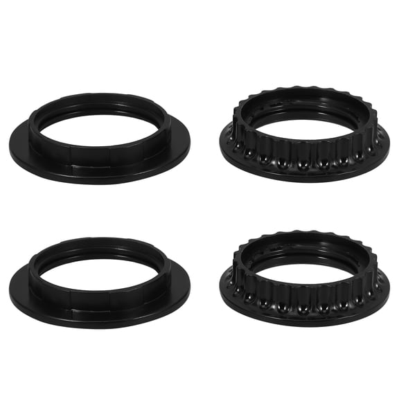 Liukekj 4pcs Light Socket Shade Rings E27 E26 Lamp Shade Collar Rings Black Threaded Medium Base Screw Rings for DIY Light Fixtures Pendant Light Table Lamp