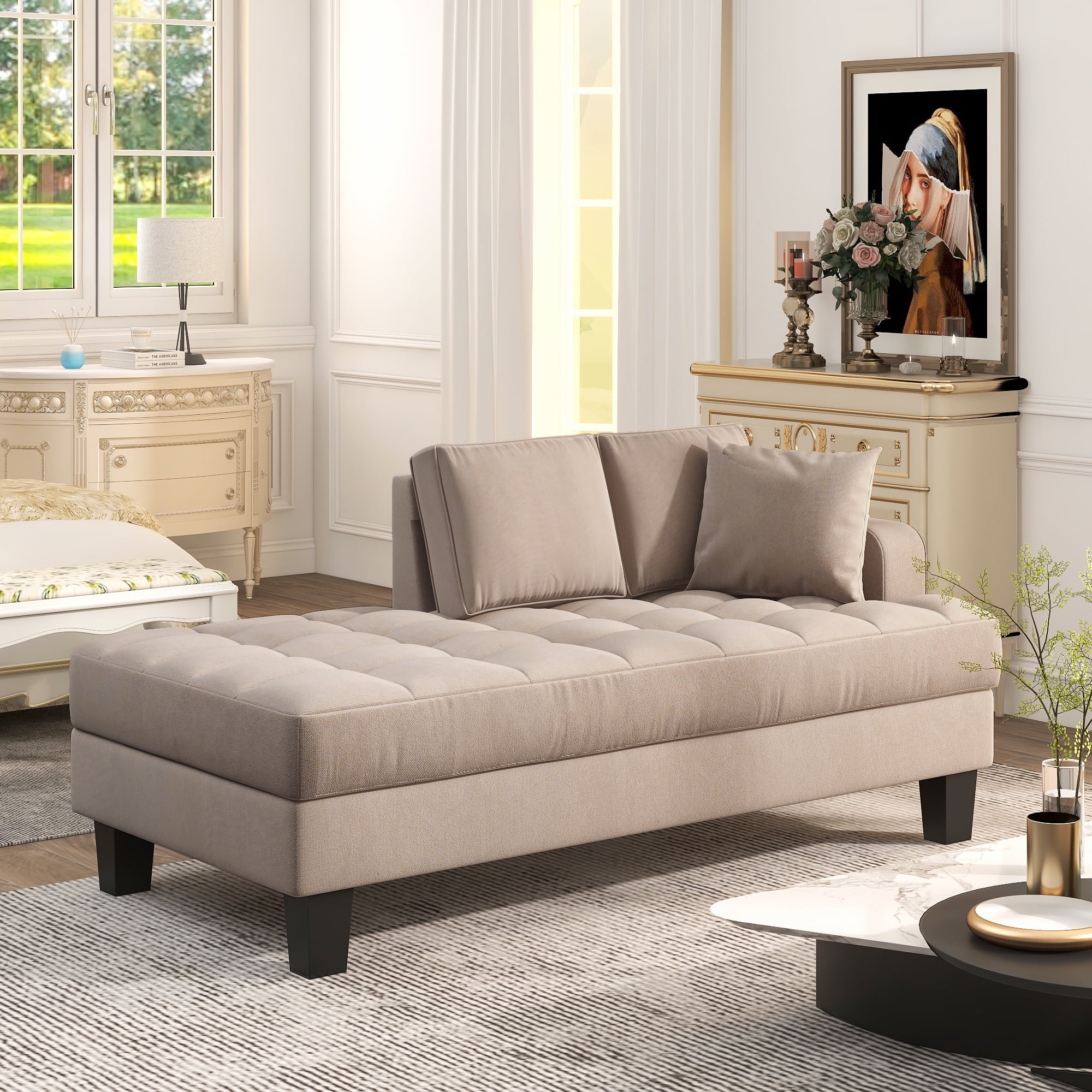 MUZZ Curved Velvet Yoga Chaise Lounge,Relaxing&Exercising Yoga Chair for  Indoor Living Room (Light Grey)
