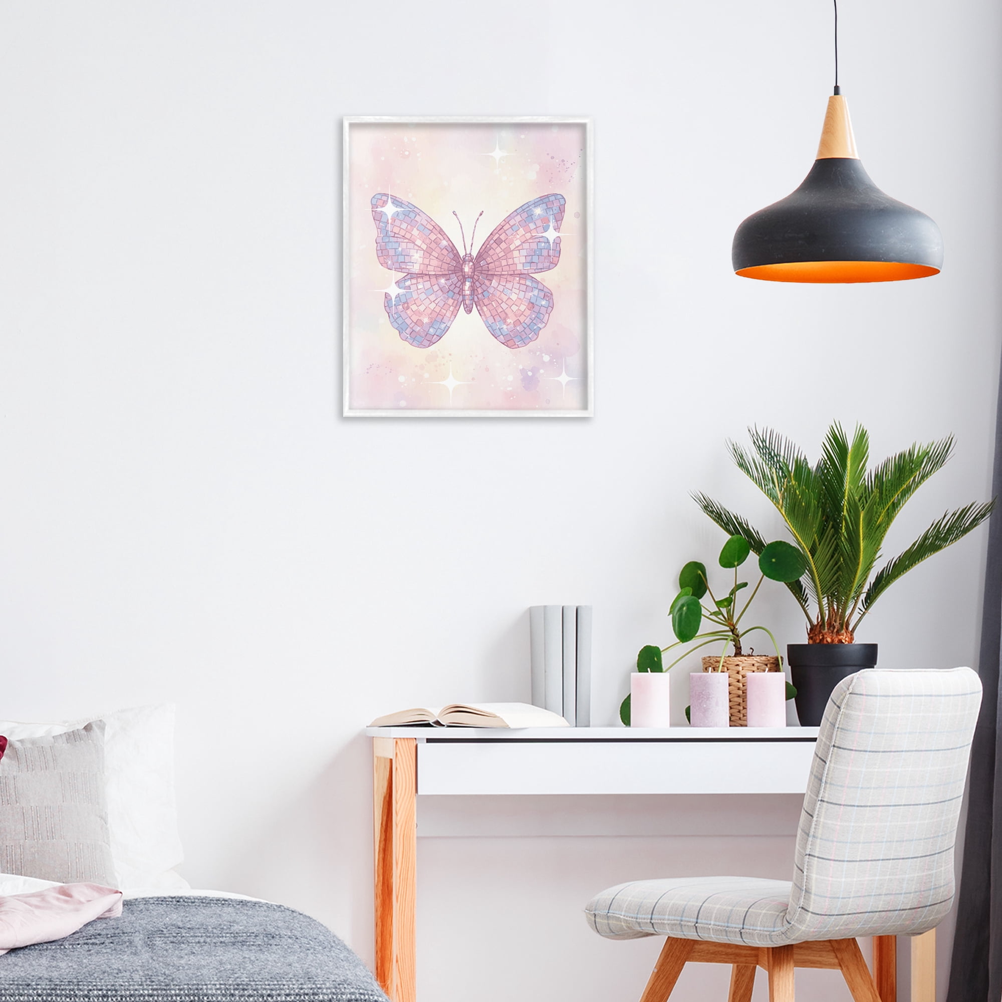 Stupell Industries Delicate Disco Butterfly White Framed Giclee Art, design by Lil' Rue