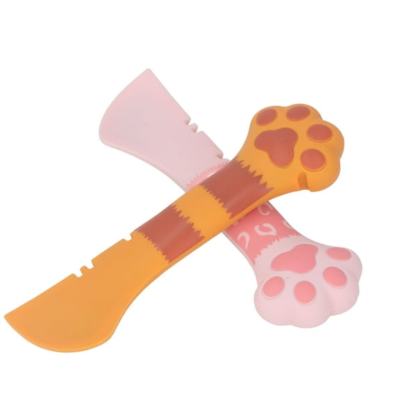 ZOUSSIQI 2Pcs Cat Food Spoon Safe Durable Silicone Curved Head Effort Saving Portable Cat Food Can Opener for Home Travel Ginger Cat and Leopard Cat CW2519#8291