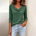 thumbnail image 4 of Homenesgenics Tops for Women Long Sleeve Solid-Color Scoop-Neck Fall Pullover Shirt Green M, 4 of 7