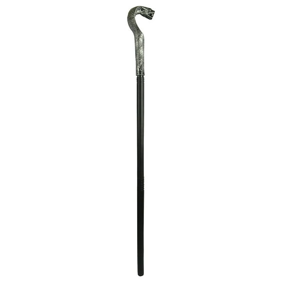 D Halloween Kids Carnival Party Toy Scepter Magic Wand Silver Snake Head Top Design 3 Section Detachable Lightweight Plastic Prop For Costume Dress Up 80Cm Play Accessory