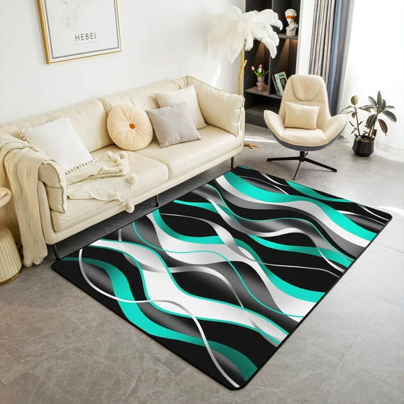 Erosebridal Stripes Living Room Rugs Area Rug 3x5 Geometry Decorative Carpet For Boys Teens Decor Geometric Accent Rug Modern Striped Art Decorative Rug Luxury Doormats Floor Mat