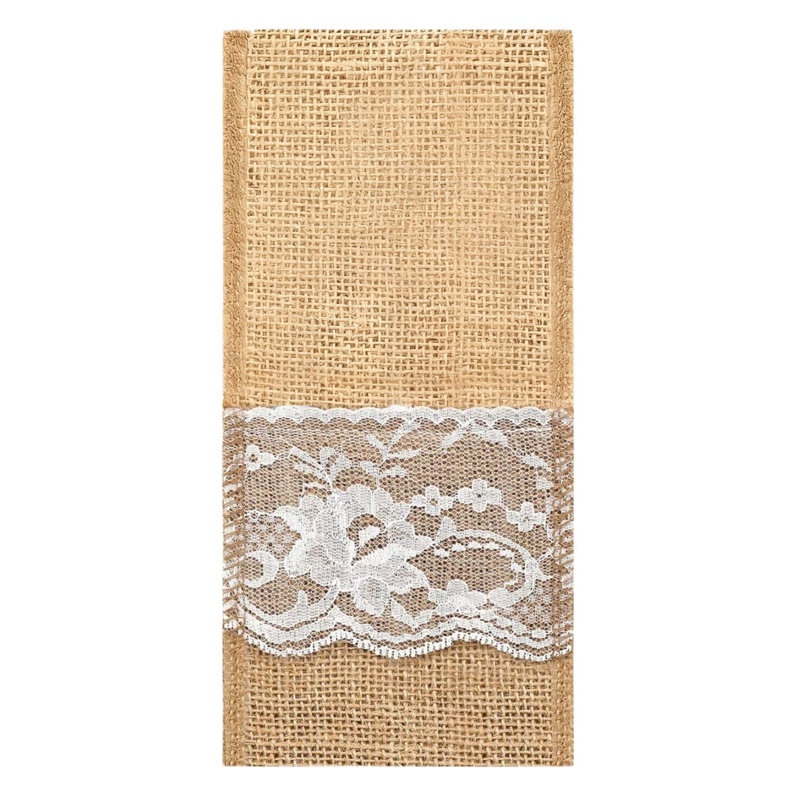 1Pc Cutlery Holder,Natural Burlap Tableware Utensil Holders,Burlap Lace Silverware Holder Linen Knife And Forks Cutlery Pouch Bag,Linen And Lace Cutlery Storage Bag For Vintage Rustic Wedding Party