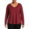 thumbnail image 2 of Terra & Sky Women's Plus Size V-Neck T-Shirt with Long Sleeves, 2- Pack, 2 of 5