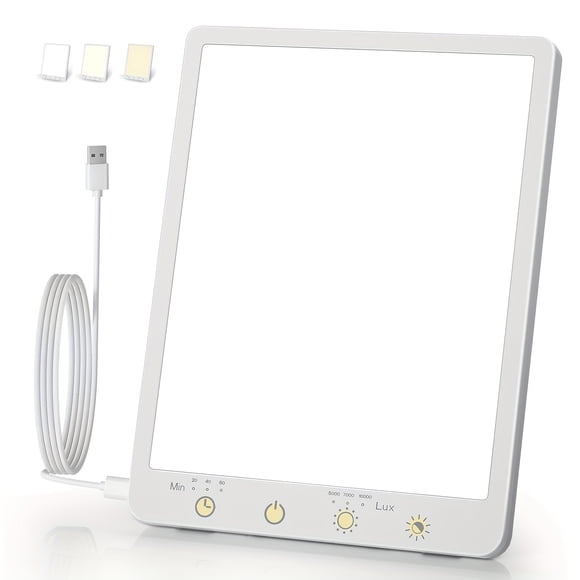 Sunlight Simulation Lamp, 10000 Bright Light, Uv-Free Daylight Desk Lamp with 3 Color Modes, Timer & Memory, Touch for Home Office