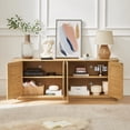 thumbnail image 6 of TrumanPick 64" Sideboard Storage Cabinet, TV Stand , Modern Buffet Cabinet with Rattan Door for Living Room, Bedroom, 64''W x 15''D x 24''H, Natural Oak, 6 of 9
