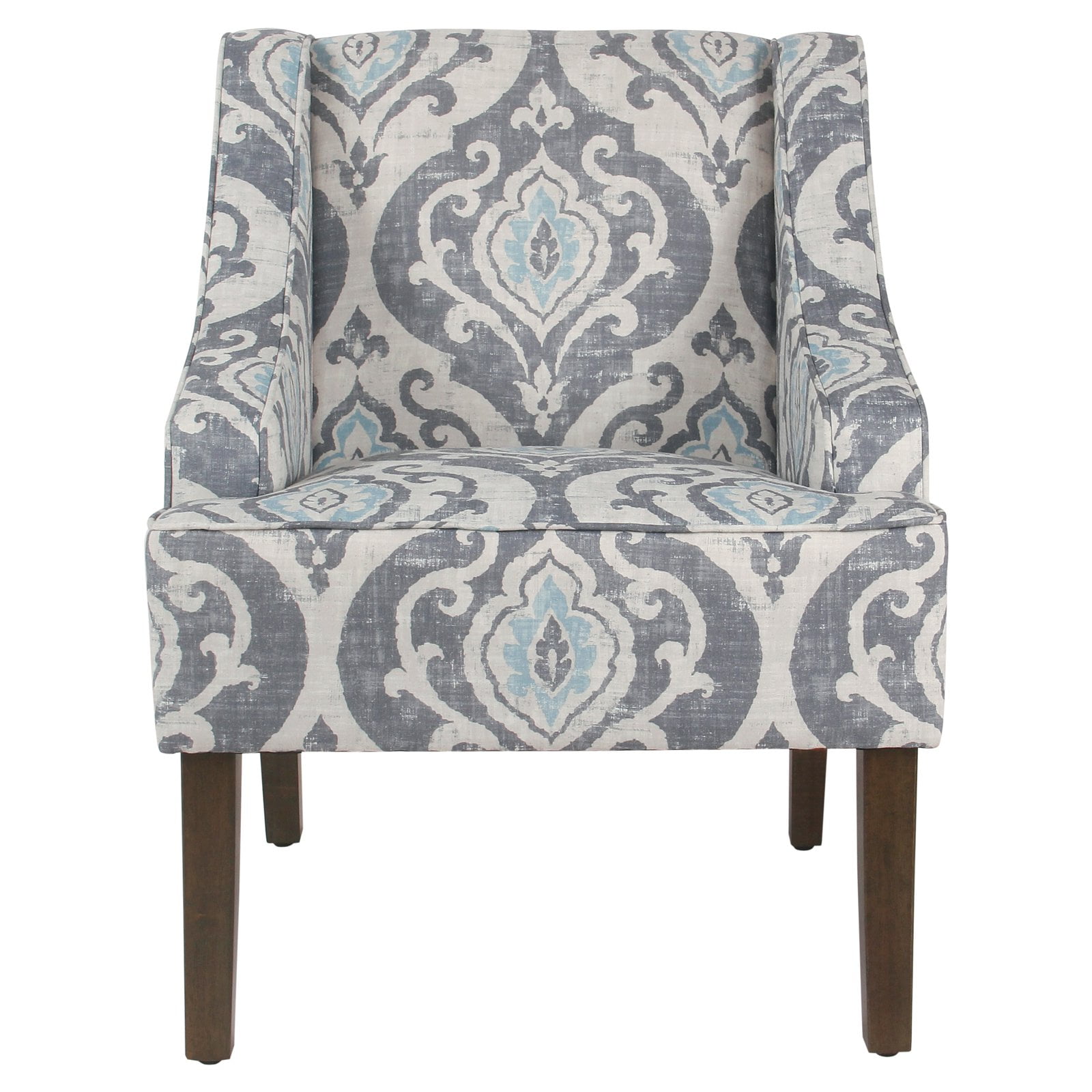 HomePop Classic Swoop Accent Chair - Blue and White Damask