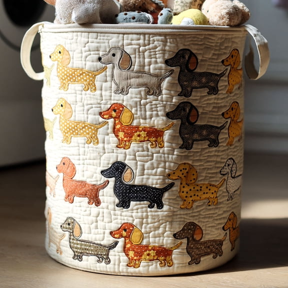 Doxie Parade Quilted Laundry Basket