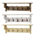 thumbnail image 2 of 26in Wall Mounted Coat Rack with Shelf Rustic Wood Coat Rack with 5 Dual Metal Hooks, 2 of 8