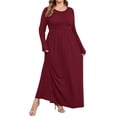 thumbnail image 4 of TARAINYA Plus Size Women Long Sleeve Maxi Dress Casual Dresses with Pockets, 4 of 9