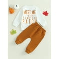 thumbnail image 4 of Wassery Newborn Baby Boy Girl Halloween Outfits Long Sleeve Pumpkin Sweatshirt Tops and Drawstring Pants Hat 3Pcs Fall Clothes, 4 of 8