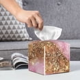 thumbnail image 4 of Leather Tissue Box Cover Square - Pink and Gold Glam Glitter Waterproof Tissue Box Holder Paper Case Organizer Dispenser for Modern Home Office Room Home Bathroom Decor, 4 of 7