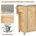 thumbnail image 4 of Outdoor Kitchen Island with Stainless Steel Top and Drop Leaf, Large Storage Outdoor Kitchen Island with Storage and Wheels, for Outdoor Cooking, Natural Wood, 4 of 9