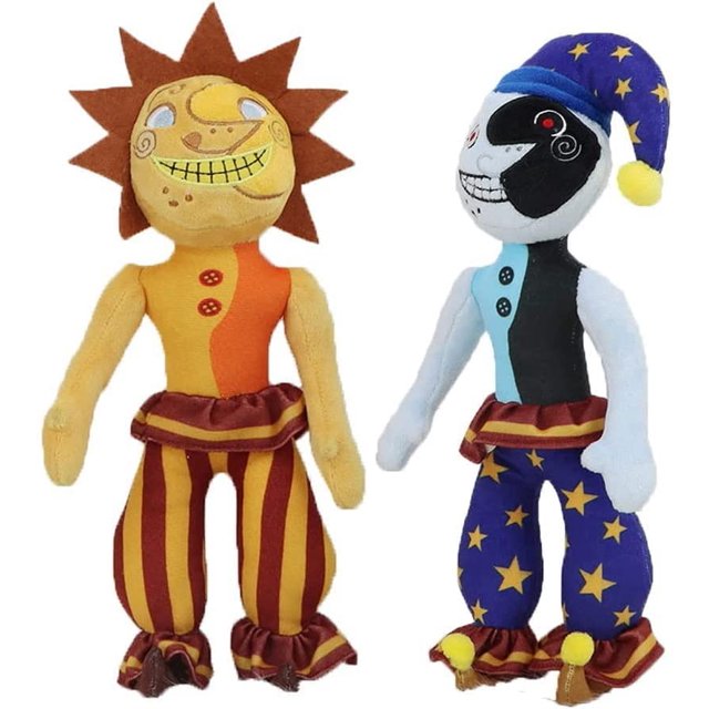 32 cm FNAF Sundrop y Moondrop Felpa, Sundrop Moondrop Plush, Sundrop FNAF Figura de payaso Sundrop FNAF Juguete de peluche de dibujos animados, FNAF Seguridad Breach Peluches Sol y Luna Peluche para fans Xishao Juguetes
