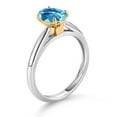 thumbnail image 3 of 925 Sterling Silver and 10K Yellow Gold Swiss Blue Topaz Solitaire Engagement Ring for Women (1.30 Cttw, Oval Checkerboard 8X6MM, Gemstone November Birthstone, Available in Size 5, 6, 7, 8, 9), 3 of 4