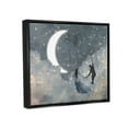 thumbnail image 3 of Stupell Industries Grey and Blue Celestial Love Sky Swinging by the Crescent Moon and Stars Jet Black Framed Floating Canvas Wall Art, 16x20, by Victoria Borges, 3 of 5