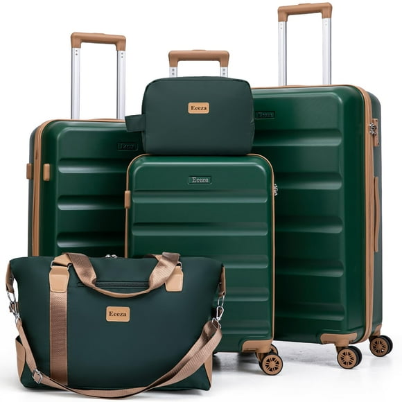 Set de equipaje Eeeza, funda rígida de plástico ABS de 5 piezas con cierre giratorio TSA