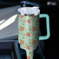 thumbnail image 7 of 40oz Strawberry Stainless Steel Tumbler with Handle and Straw, Insulated Cup Travel Coffee Mug Water Bottle with Lid and Straw Women Gifts, 7 of 7