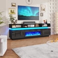 thumbnail image 5 of ChVans Fireplace TV Stand for 80" 85" 90" with LED Light & Outlets, 82.7" Large Entertainment Center Gaming Soundbar Shelf with 40'' Electric Fireplace, 5 of 7