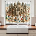 thumbnail image 3 of Ambesonne Sand Castle Kitchen Curtains, Sea Beach Building Fun, 55"x36", Camel Burnt Orange, 3 of 3