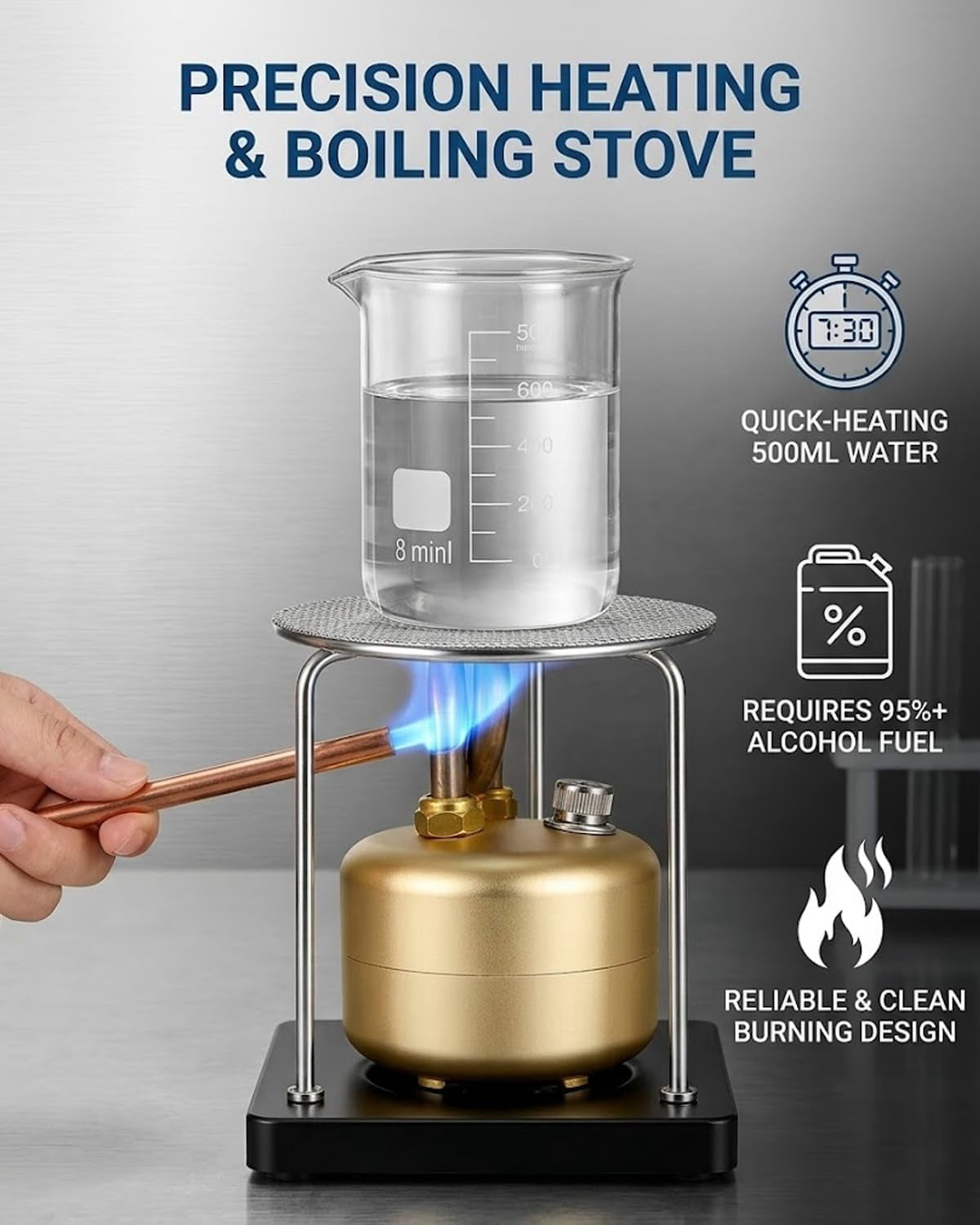 High-Power Portable Alcohol Stove Kit in Round Brown for Camping Cooking