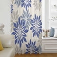 thumbnail image 5 of Geometric Flower Sheer Curtains 54 Inches Long, Vintage Country Floral Blue Grey on Linen Light Filering Curtains, Breathable Simi Curtain Privacy Drapes for Kitchen Bathroom Small Window Treatment, 5 of 9