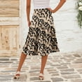 thumbnail image 4 of WTOBBY Women's Casual High Waist A-Line Skirt with Floral Print and Pockets, Polka Dot Stripe Design Skirt for Bohemian Style, Elastic Waist for Comfort,Camel M, 4 of 5