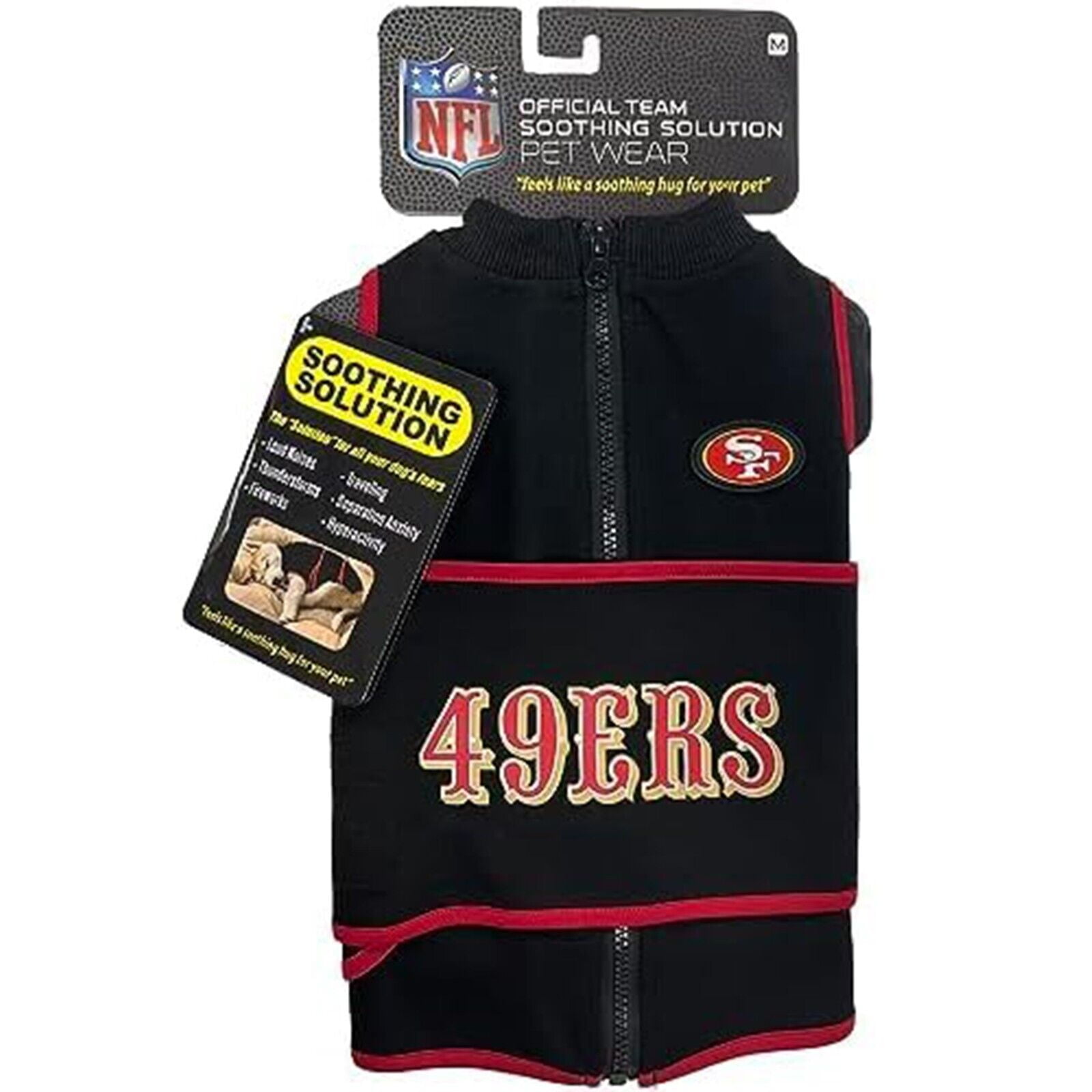 Pets First NFL San Francisco 49ers Dog Anxiety Calming Shirt Soothing Solution Vest, Dogs & Cats Keeps Dogs Calm & Feeling Safe, Relaxing Jacket, Small