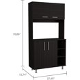 Malta Kitchen Double Door 4 Legs, 3 Shelves, Black