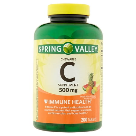 Spring Valley Croquer Vitamine C multiples arômes de fruits Complément alimentaire 200 ct