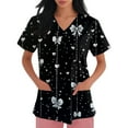thumbnail image 3 of Tops for Women 2025 Cute Graphic Printed Short Sleeve V Neck Scrub Top Loose Fit Work Uniform Scrub Shirt Multicolor M, 3 of 3