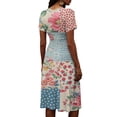 thumbnail image 6 of Minjewel Women's Floral Shift Dress with Print V-Neck - Short Sleeve Summer Dress, Loose Flowy Beach Party Outfit, Comfy Vacation Mini Dress,Multicolor,S, 6 of 6