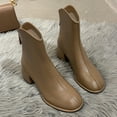 thumbnail image 4 of Aueoeo Women's Ankle Boots Low Chunky Block Heel Booties With Back Zipper Spring Fall Short Boots Fashion Faux Leather Shoes, 4 of 8