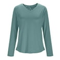 thumbnail image 5 of gbyLJF T-Shirts for Women Long Sleeve Lightweight Workout Casual Tops Solid Color V-Neck Sun Protective Shirt Quick Dry Tees, 5 of 6