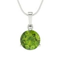 thumbnail image 2 of 2 ct Brilliant Round Cut Solitaire Natural Peridot 14k White Solid Gold Everyday Affordable Designer Necklace Pendant with 18" Chain, 2 of 7
