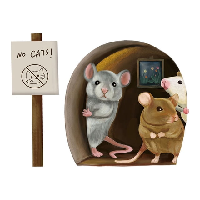 TIMIFIS Cute Sticker Cute Little Mouse Mouse Hole Home Wall Decoration Wall 3D Pvc Stickers Wall Stickers