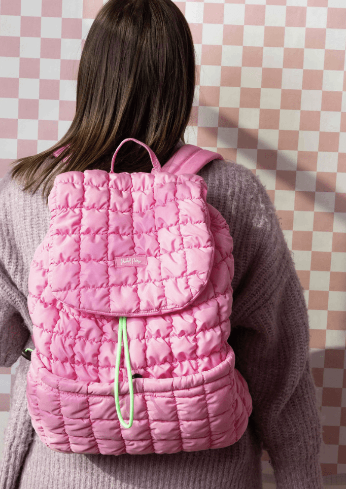 Packed Party Pop of Pink Quilted Backpack