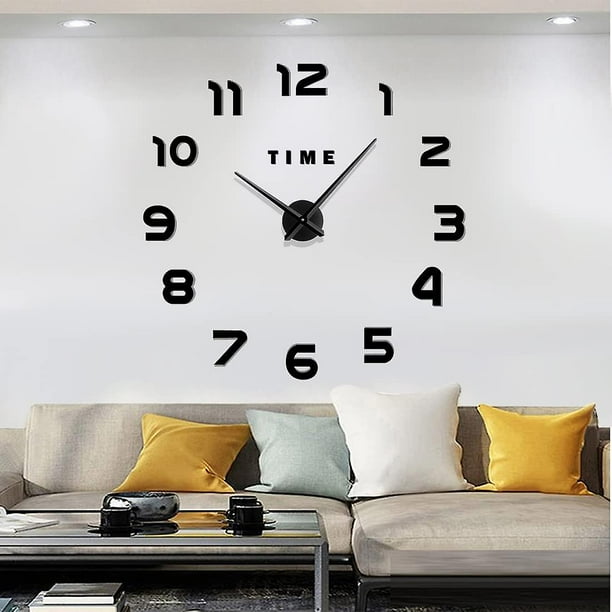 Reloj de pared grande silencioso sin marco DIY moderno, pegatina de espejo 3d, relojes grandes de Metal, reloj de pared para sala de estar, cocina, hogar, oficina, dormitorio, decoración escolar ACTIVE Biensenido a ACTIVE
