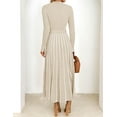 thumbnail image 3 of YOGAFOX Womens Fall Turtleneck Tie Waist Long Sleeve Ribbed Knit Midi Dress Apricot M, 3 of 5