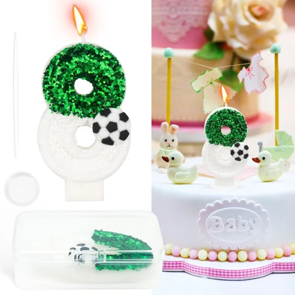 Birthday Candles, Birthday Number Candles, Glitter Number 8 Candle Cake Topper W