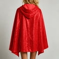 thumbnail image 5 of WAGUTH Womens Sparkly Sequin Hooded Cape Cloak Tie Front Glitter Cover Up Shawl for Halloween Party Outfits, 5 of 7