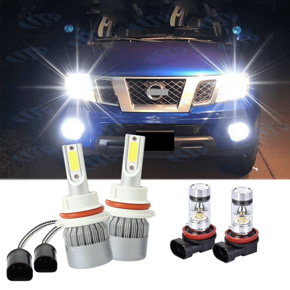 9007 LED Headlight Hi-Lo+H11 Fog Light Bulbs 6000K for Nissan Frontier 2005-2018 