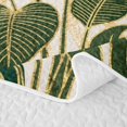 thumbnail image 5 of Castle Fairy Mid Century Tropical Leaf Quilt Full 3-Piece,Abstract Curved Line Full Bedspread Sets,Olive Gold Cream,1 Coverlet and 2 Pillowcases, 5 of 7