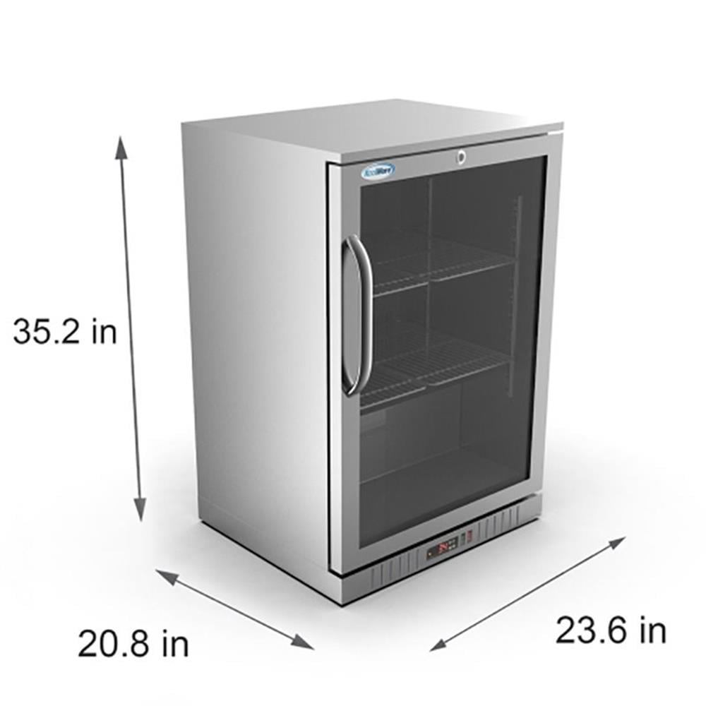 Pemberly Row 1-Door Stainless Steel Back Bar Cooler Refrigerator in Silver