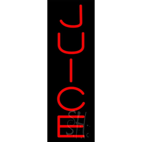 Red Vertical Juice LED Neon Sign 24 x 8 - inches, Black Square Cut Acrylic Backing, with Dimmer - Bright and Premium built indoor LED Neon Sign for Defence Force.