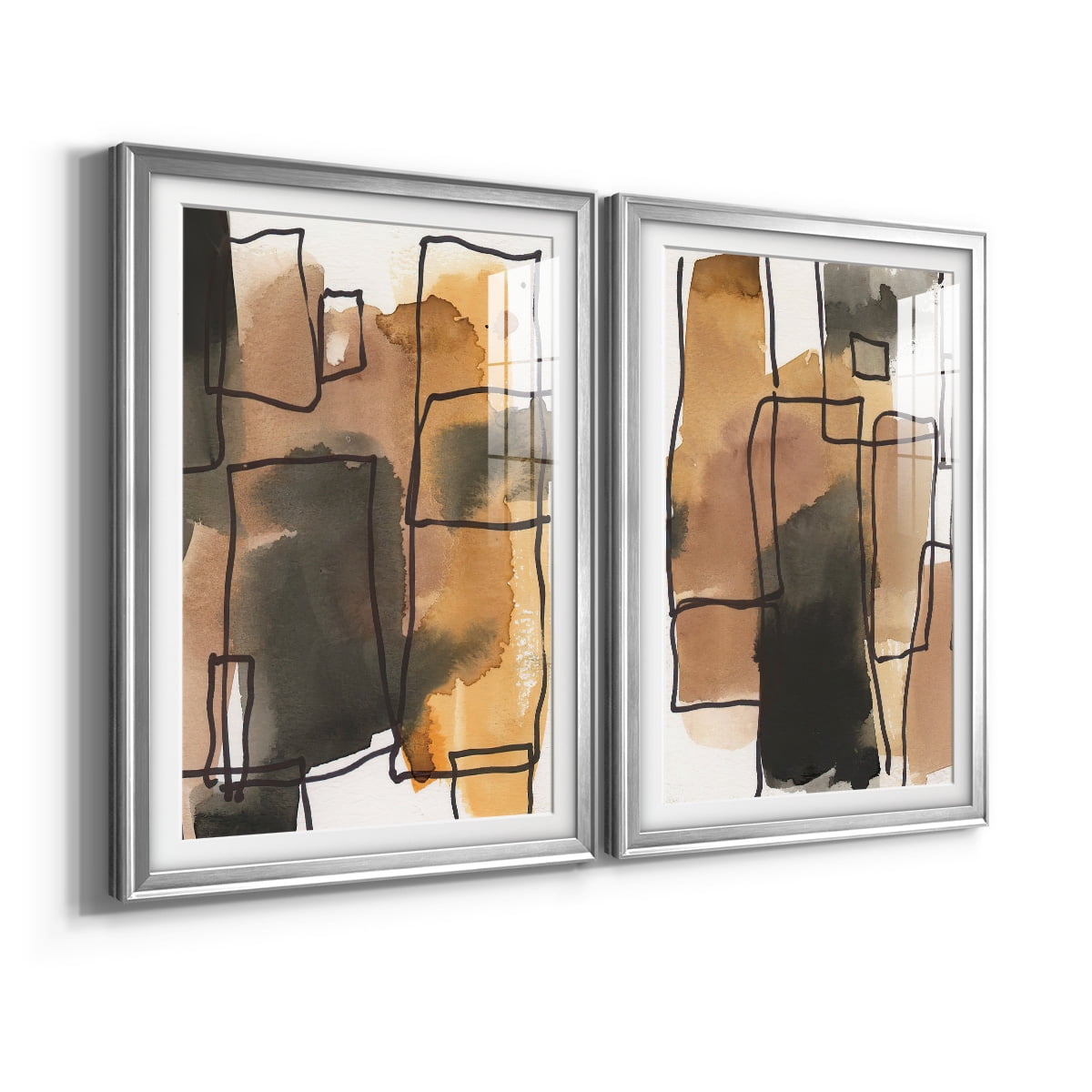 Wexford Home Retro Vibe I Premium Framed Print, 30.5" x 42.5" - Ready to Hang, Silver (Set of 2)