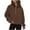 Brown, variant on Womens Sweatshirt Long Sleeve Half Zip V Neck Casual Loose Cropped Fleece Solid Color Pullover Hoodies Tops with Pocket,Purple,L