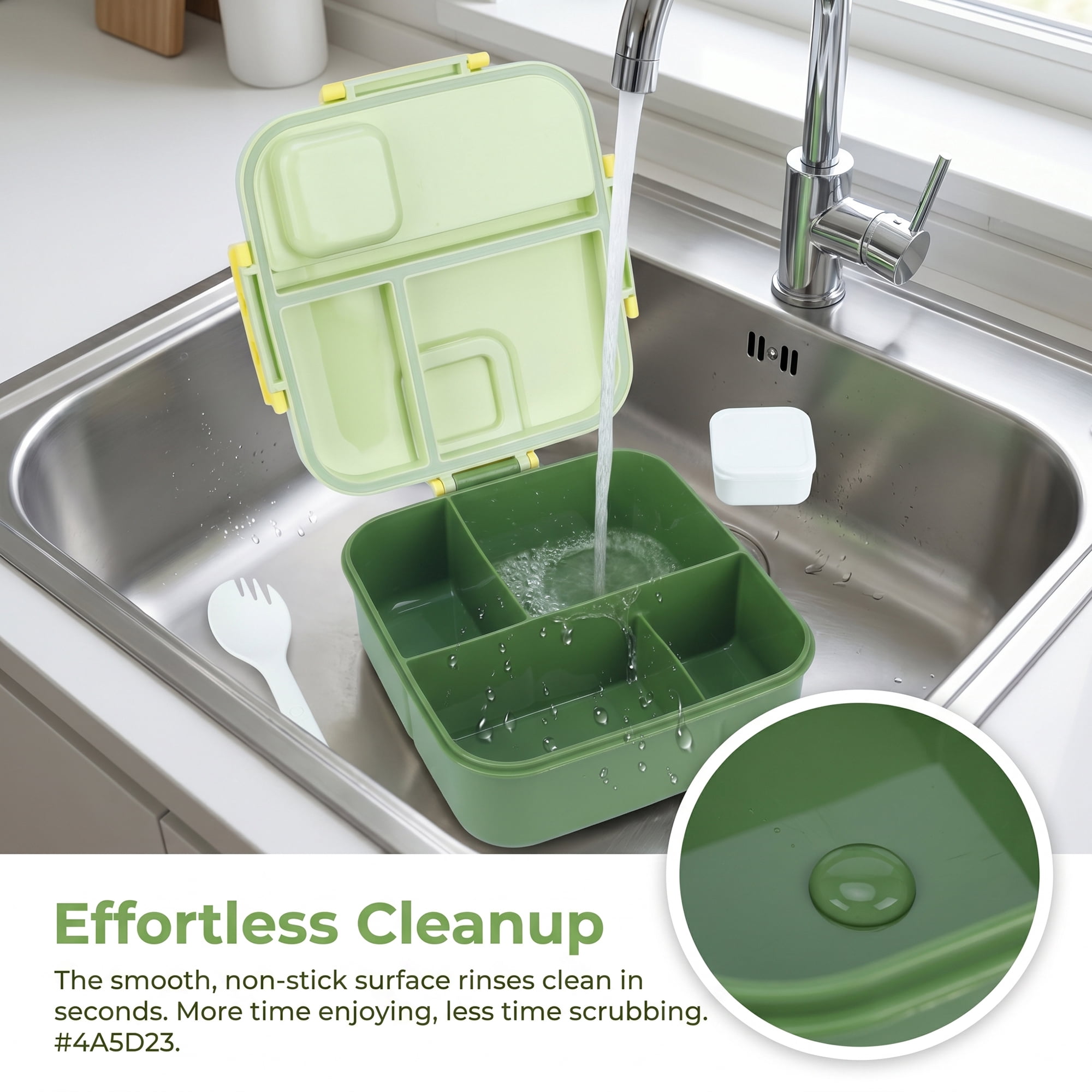 Unique Bargains Portable Leak-Proof Meal Lunch Bento Box Green