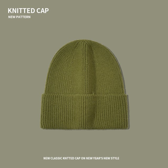 LinYooLi Hat Girl Autumn And Winter Wool Hat High -Quality Solid Color Warming Ear -Cold Hat Korean Version Of Face Faces, Small Couple Tide Knitted Hat